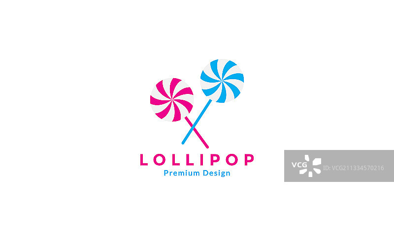 彩色蓝粉色棒棒糖标志设计图片素材