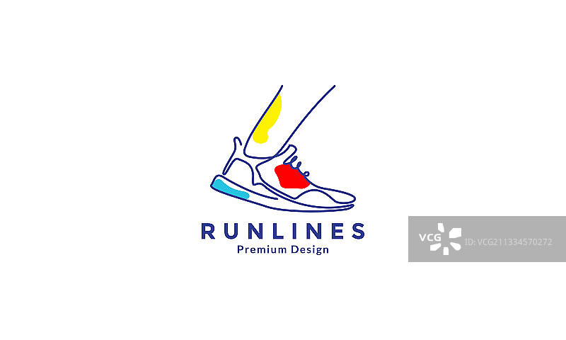 线条艺术抽象彩色跑鞋logo设计图片素材
