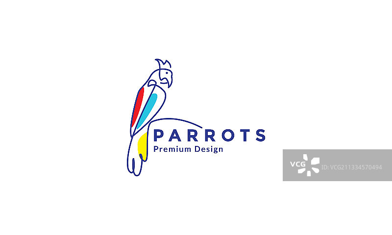 线条艺术抽象鹦鹉Logo设计图标图片素材