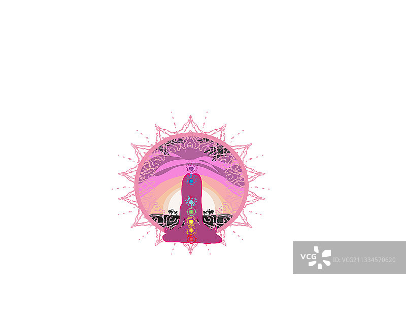 在海滩上练习瑜伽的女性剪影图片素材