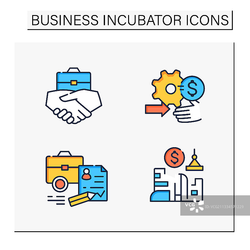 企业孵化器彩色图标集图片素材