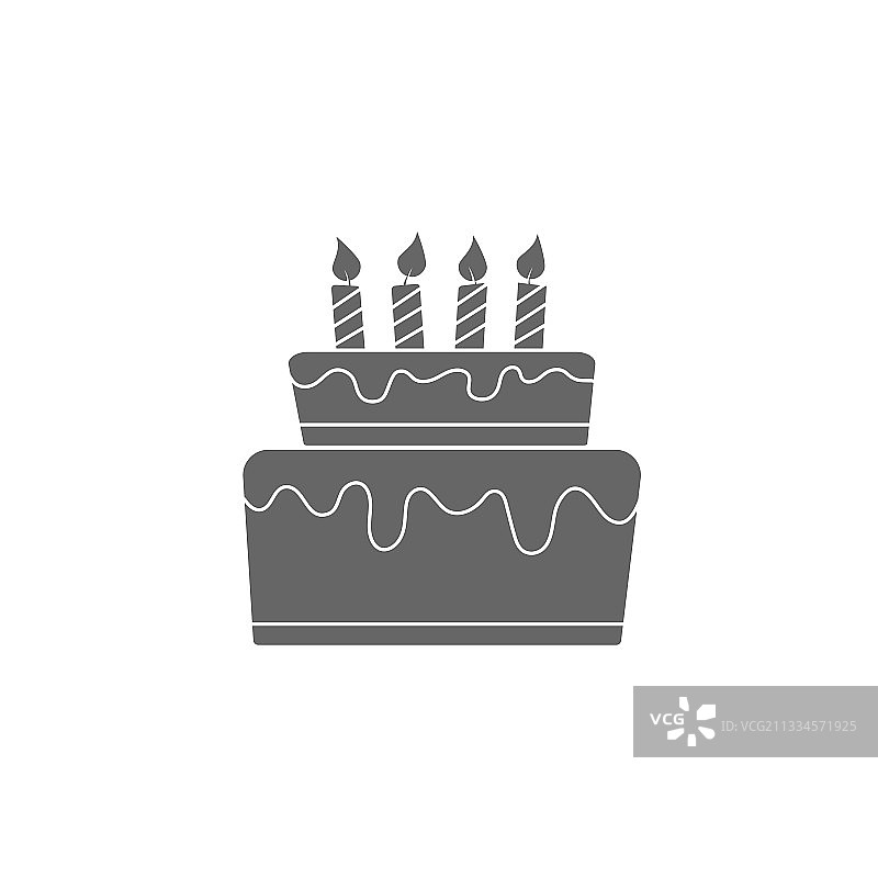 生日蛋糕剪影绘画图片素材