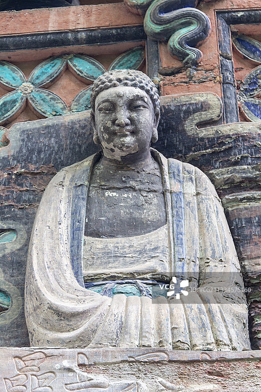 重庆大足石刻之宝顶山石刻：缚心猿锁六耗图图片素材