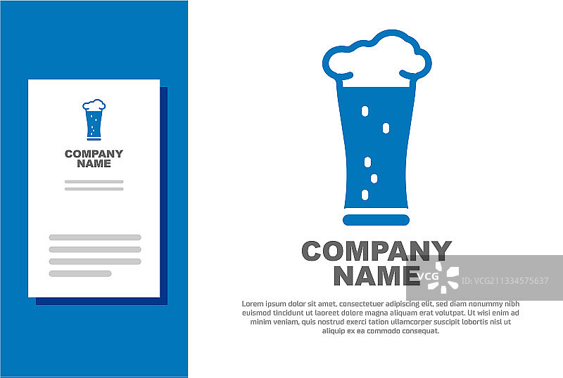 白色背景上隔离的蓝色玻璃啤酒图标图片素材