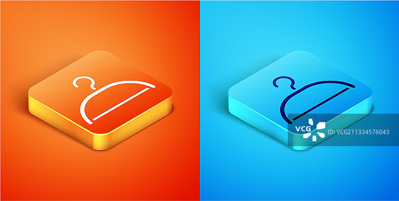 2.5D衣架衣柜图标，橙色背景图片素材