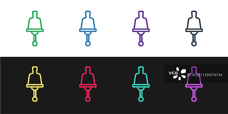 黑色背景上的响铃图标线条组合图片素材