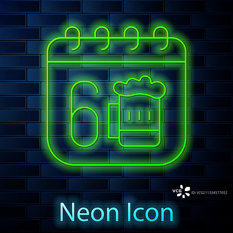 发光的霓虹灯线条圣帕特里克节日历图片素材