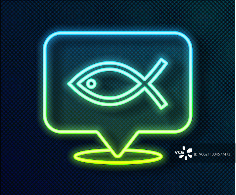 发光的霓虹灯基督教鱼符号图标图片素材