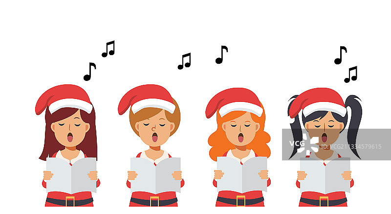 一群可爱的卡通女孩形象图片素材