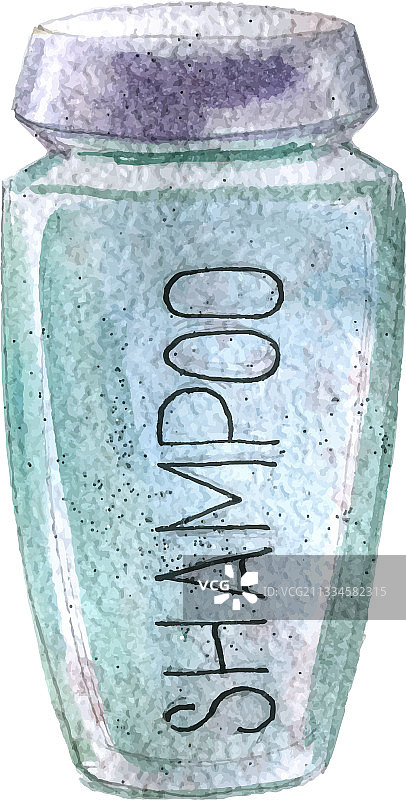 蓝绿色水彩洗发水图片素材