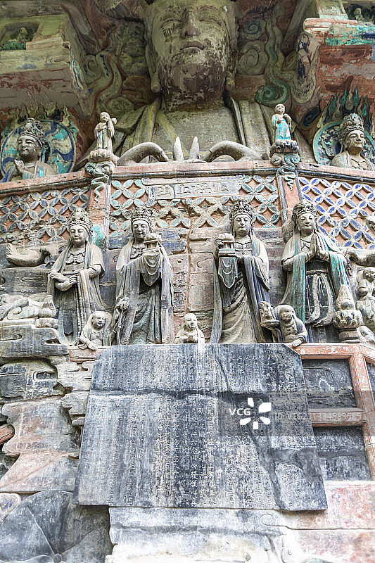 重庆大足石刻之宝顶山石刻：观无量寿佛经变相图片素材