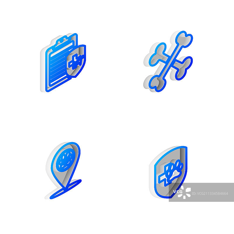 2.5D等距线条：交叉骨头与病历图片素材