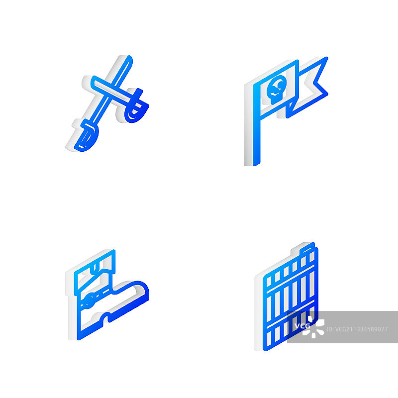 2.5D线条骷髅海盗旗图片素材