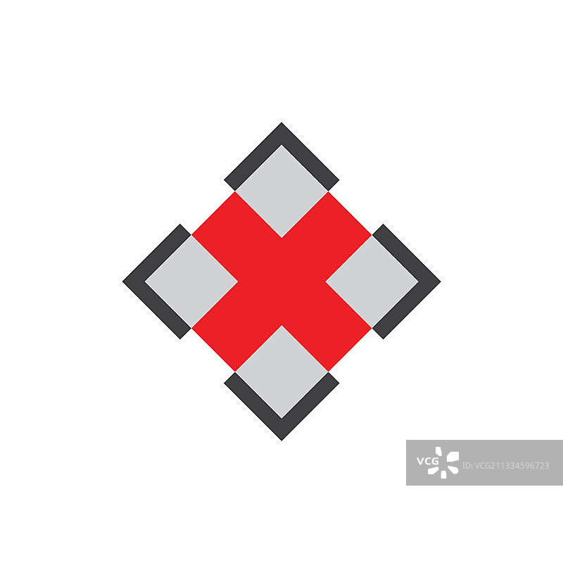 交叉X简单方形几何设计标志图片素材