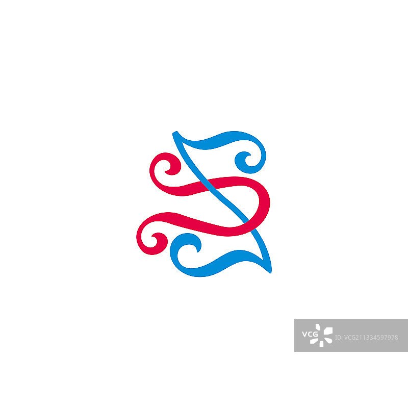 字母US简约彩色曲线线条图片素材