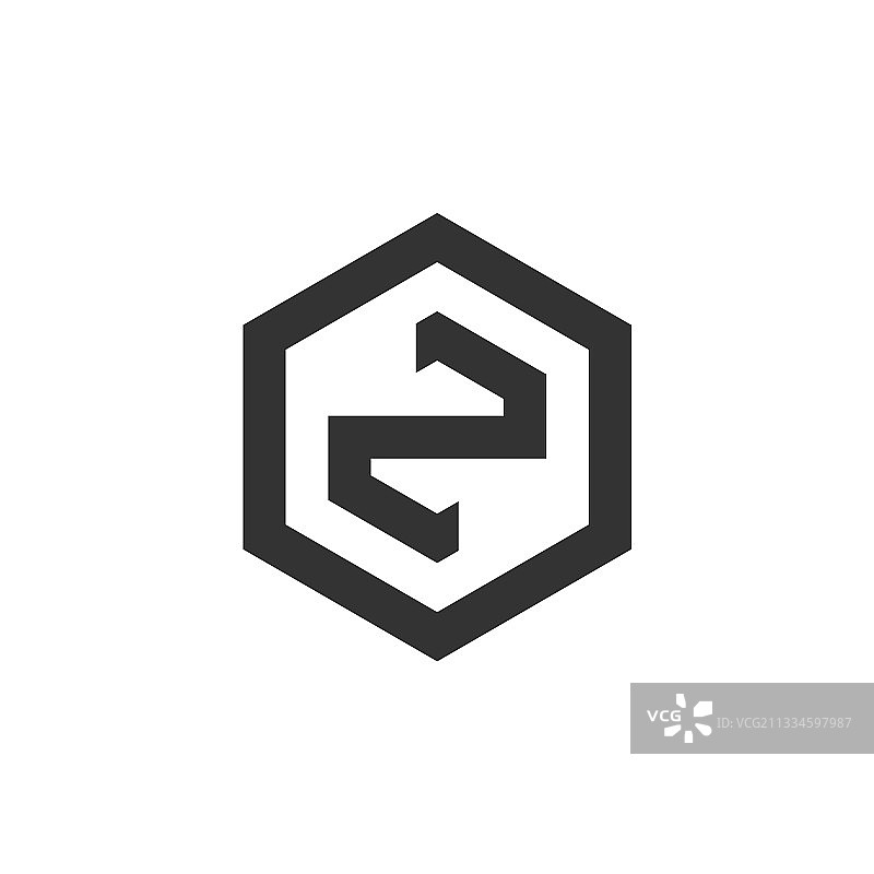 字母ZN六边形几何线条logo图片素材