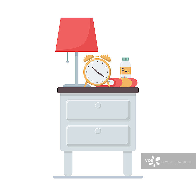 带有安眠药的床头柜图片素材