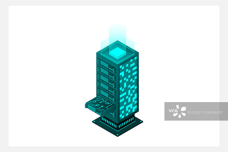 数据中心等距抽象3d主机服务器图片素材