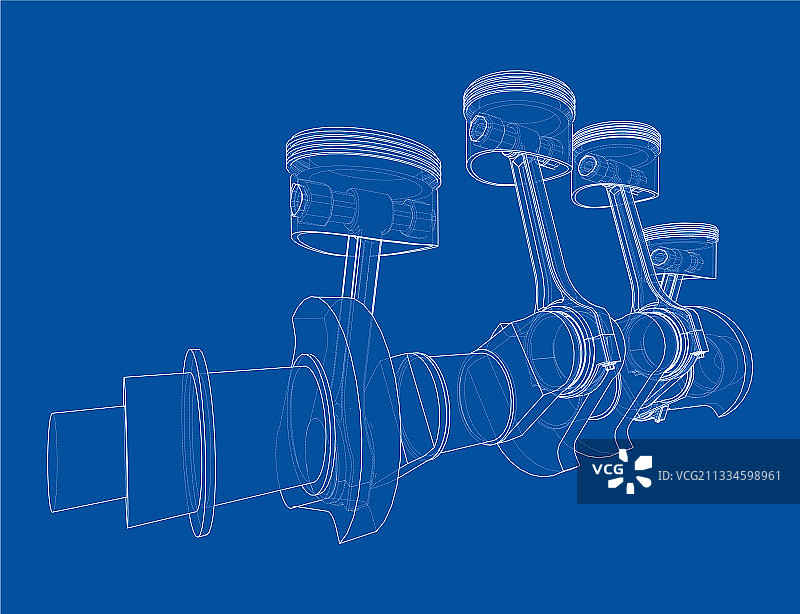 带活塞的发动机曲轴轮廓图片素材