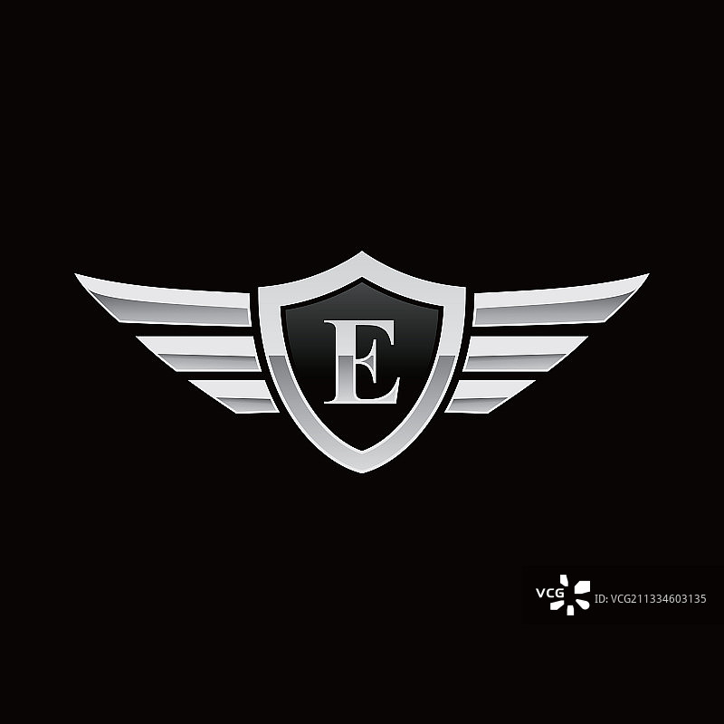 盾牌首字母E翼图标Logo图片素材