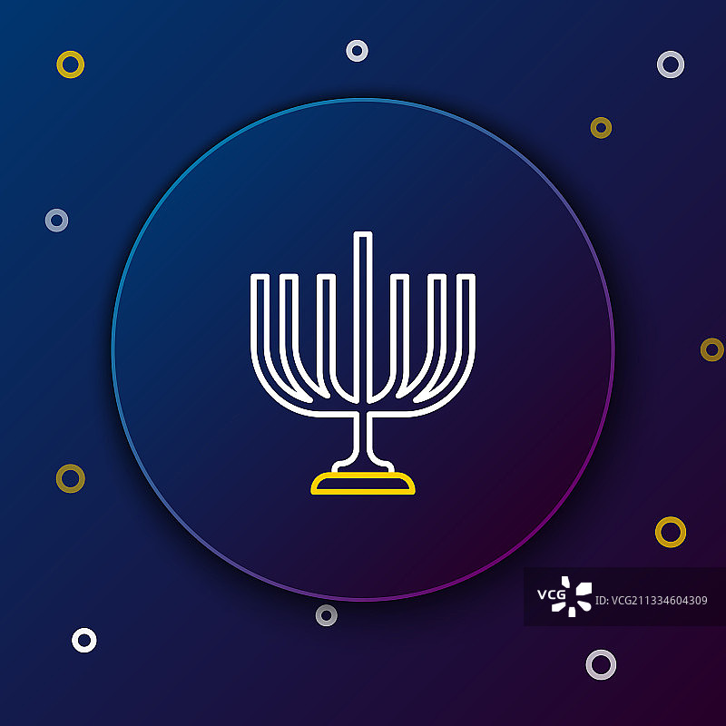蓝色背景上光明节烛台图标图片素材