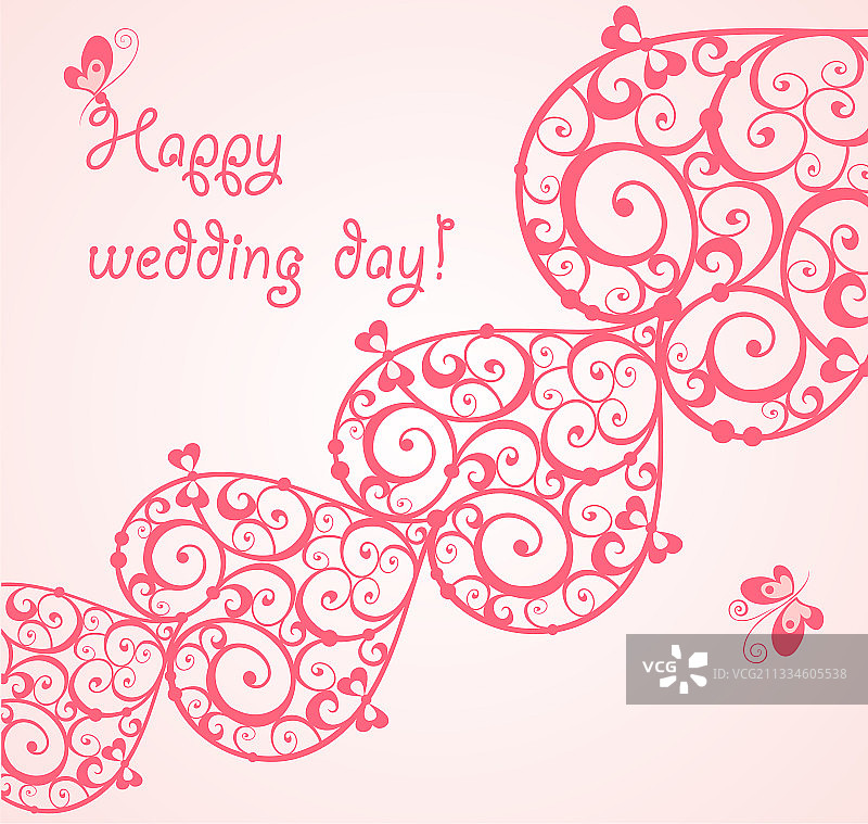 带装饰爱心的精美婚礼卡片图片素材