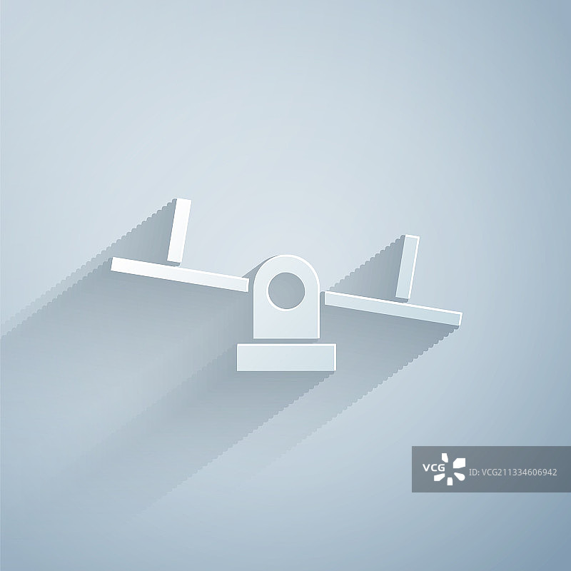 灰色背景上的剪纸跷跷板图标图片素材