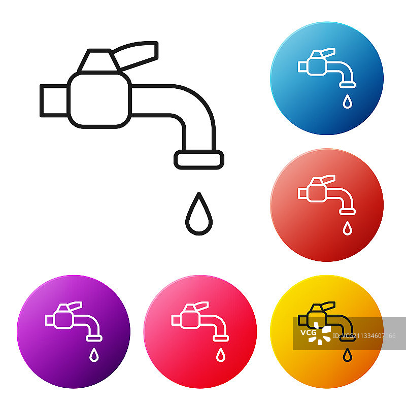 白色背景上的黑色线条水龙头图标图片素材