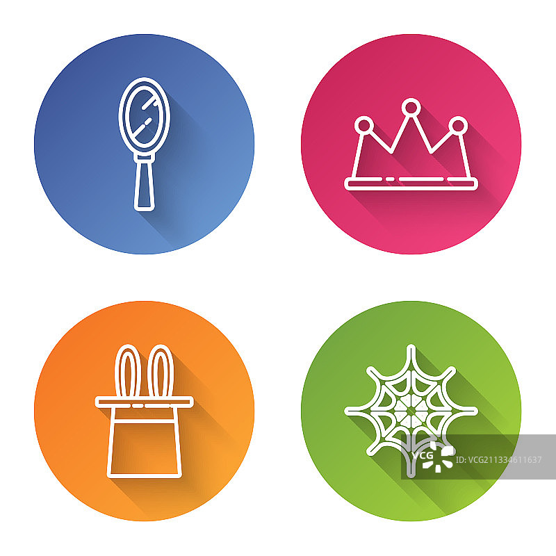 魔术手镜皇冠魔术师帽子线条图片素材