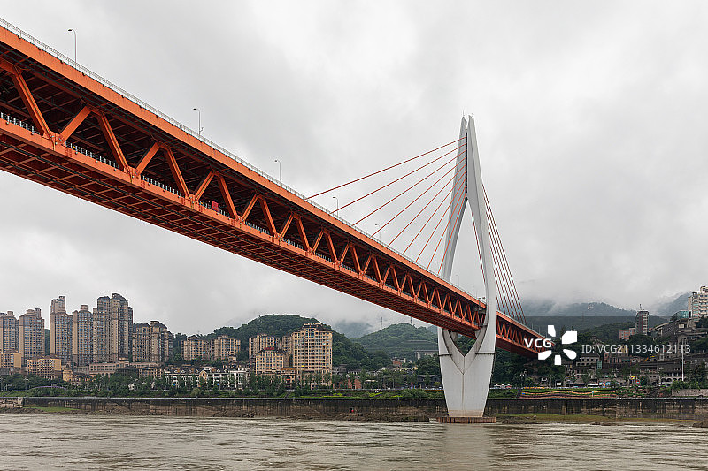 朝天门号两江夜景游轮城市大桥建筑图片素材