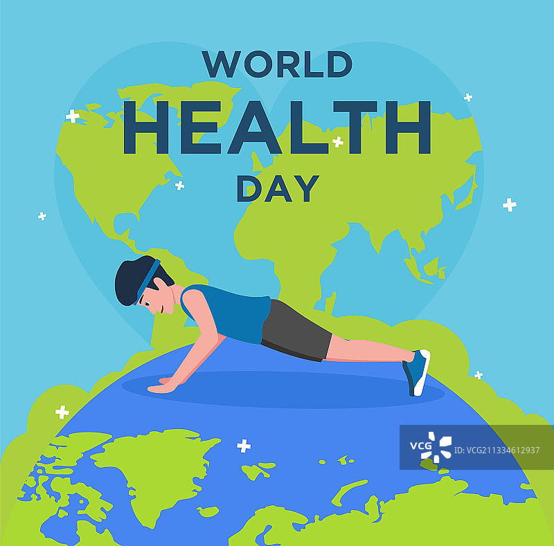 扁平风格世界健康日运动人物图片素材