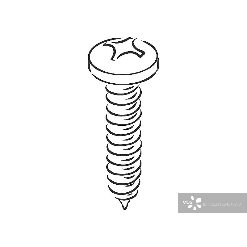 白色背景上的螺钉和钉子图片素材