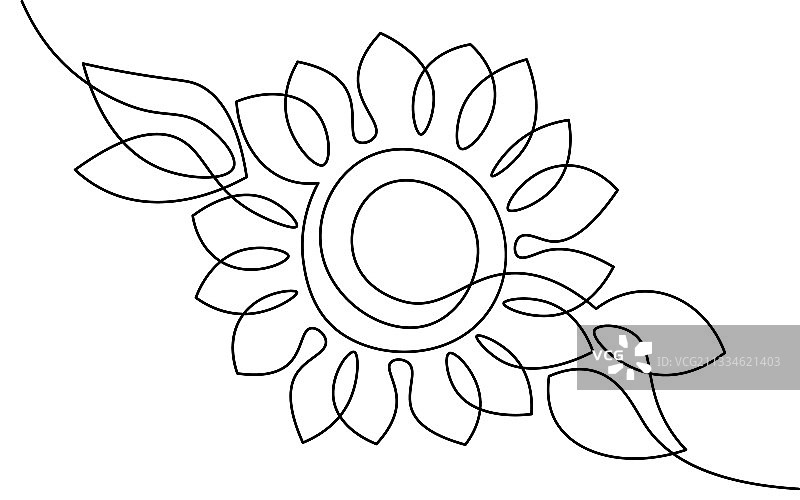 单线向日葵黑白元素图片素材