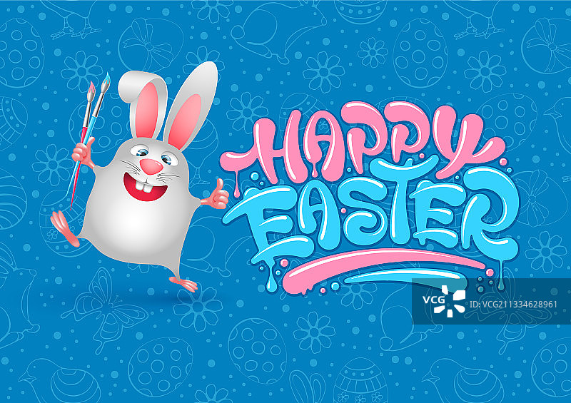 复活节快乐滑稽复活节兔子贺卡图片素材