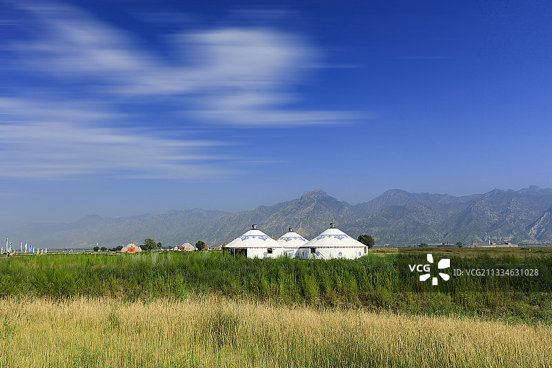 哈素海，敕勒川草原蒙古包。图片素材