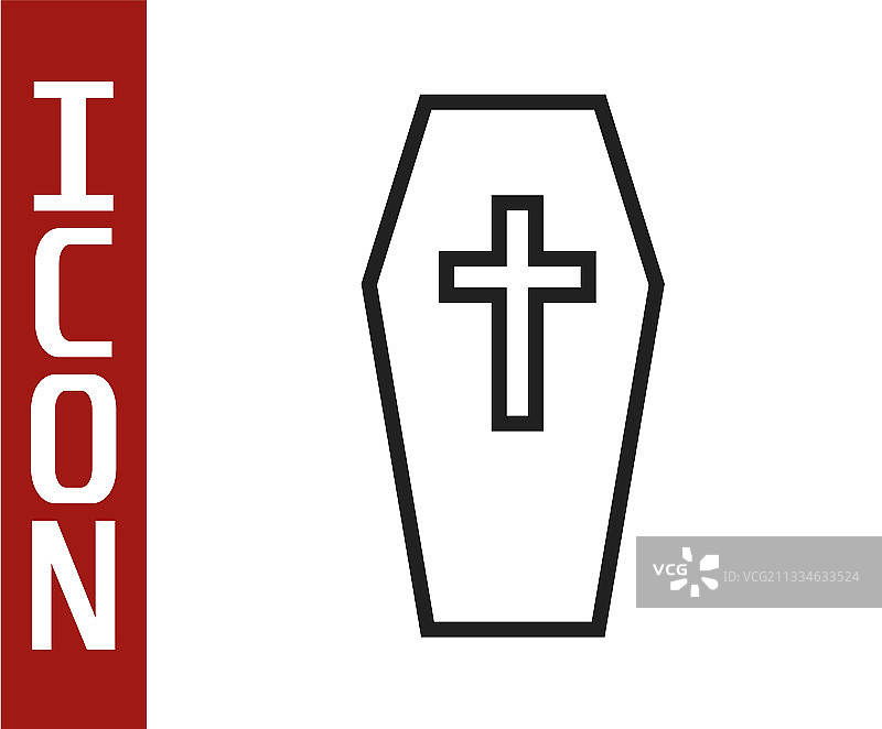 带有基督教十字架的黑色棺材图标图片素材