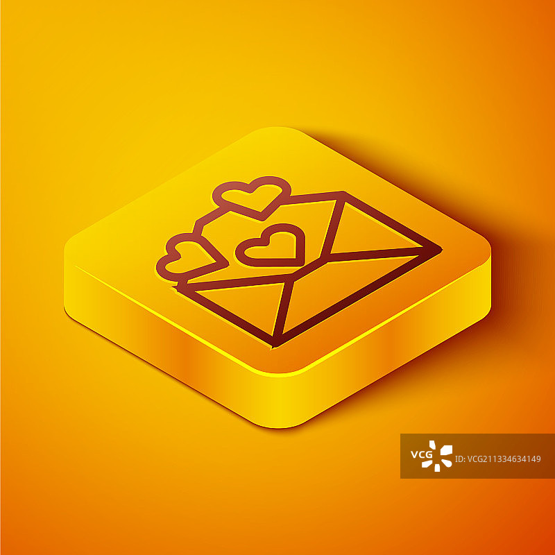 2.5D线条情人节爱心信封icon图片素材
