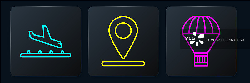 飞机航线、着陆箱、降落伞飞行图片素材