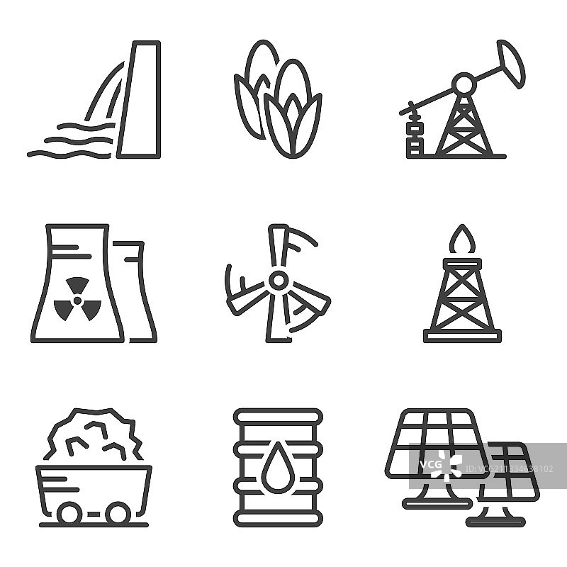 能源线性图标集图片素材