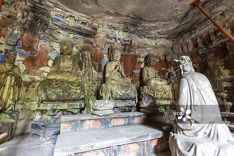 重庆大足石刻之宝顶山石刻：圆觉洞佛像图片素材