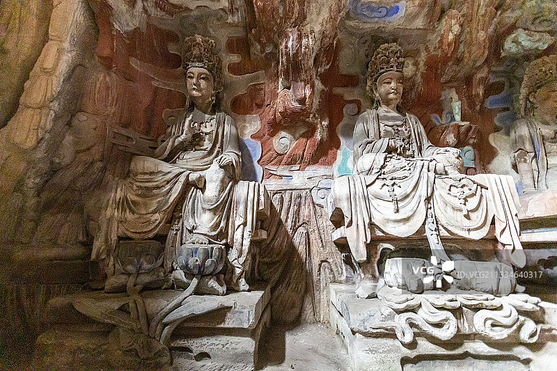 重庆大足石刻之宝顶山石刻：圆觉洞佛像图片素材