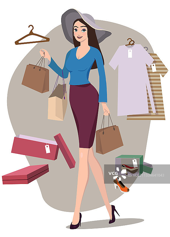在精品店购物的女孩图片素材