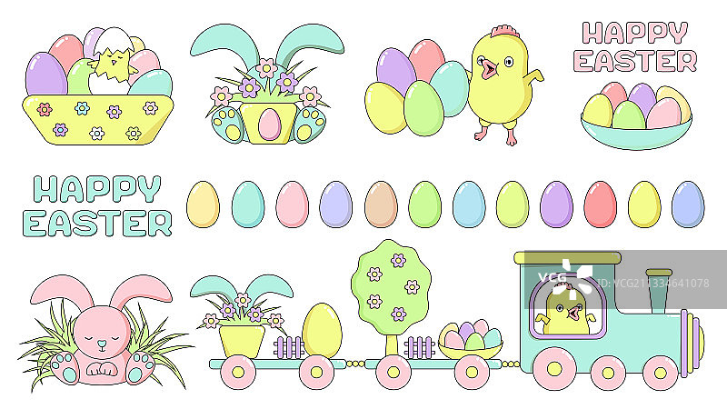 复活节快乐设计元素-小鸡图片素材