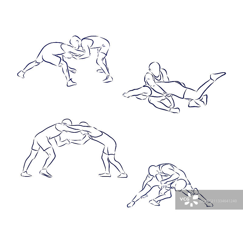 黑白自由式摔跤图片素材