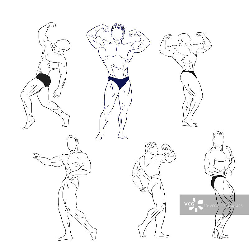 健美设计：健美运动员素描运动标志图片素材