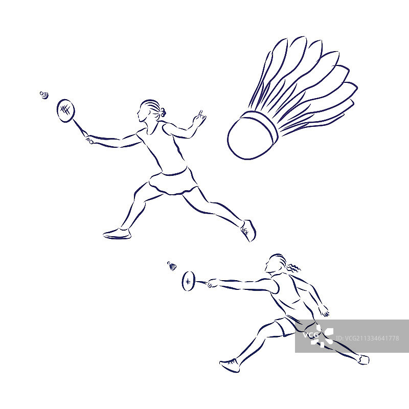 黑白羽毛球运动员图片素材