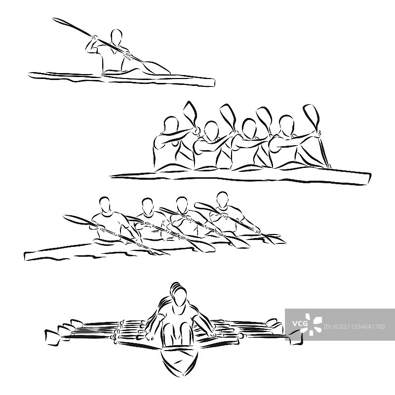 学术赛艇轮廓草图图片素材