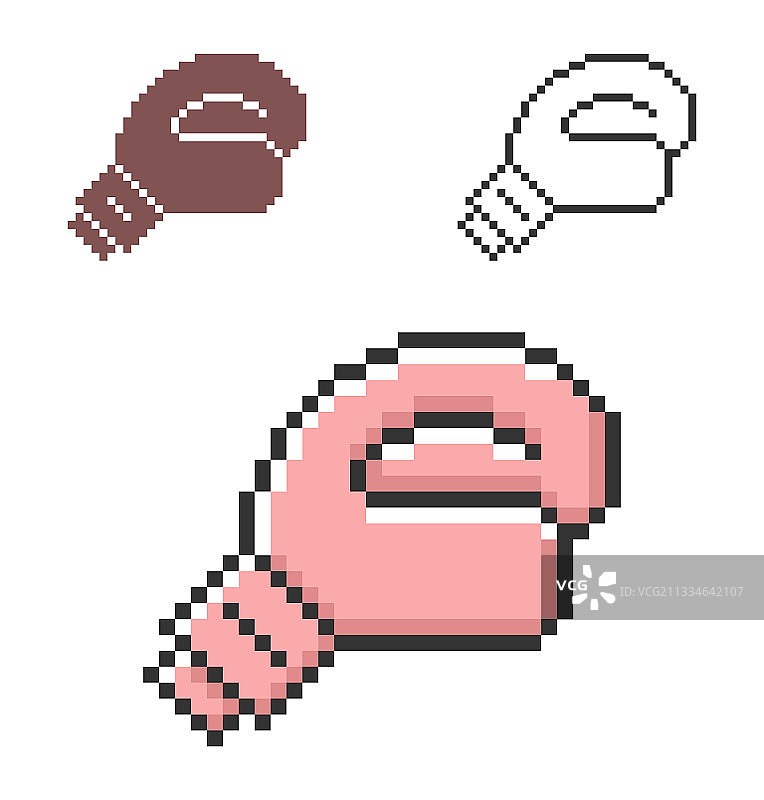 三种样式的像素拳击手套图标图片素材