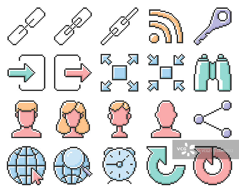 用户界面像素图标合集图片素材