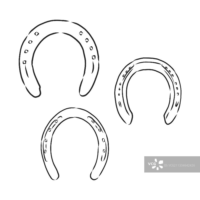 马蹄铁涂鸦风格速写图片素材